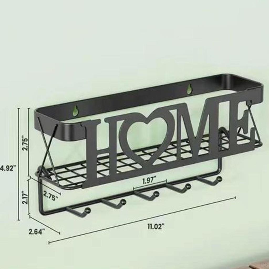 Metal Key Holder Iron Art Envelope Rack Fashion Decor with 5 Hooks Towel Hanger No Drill Hanging