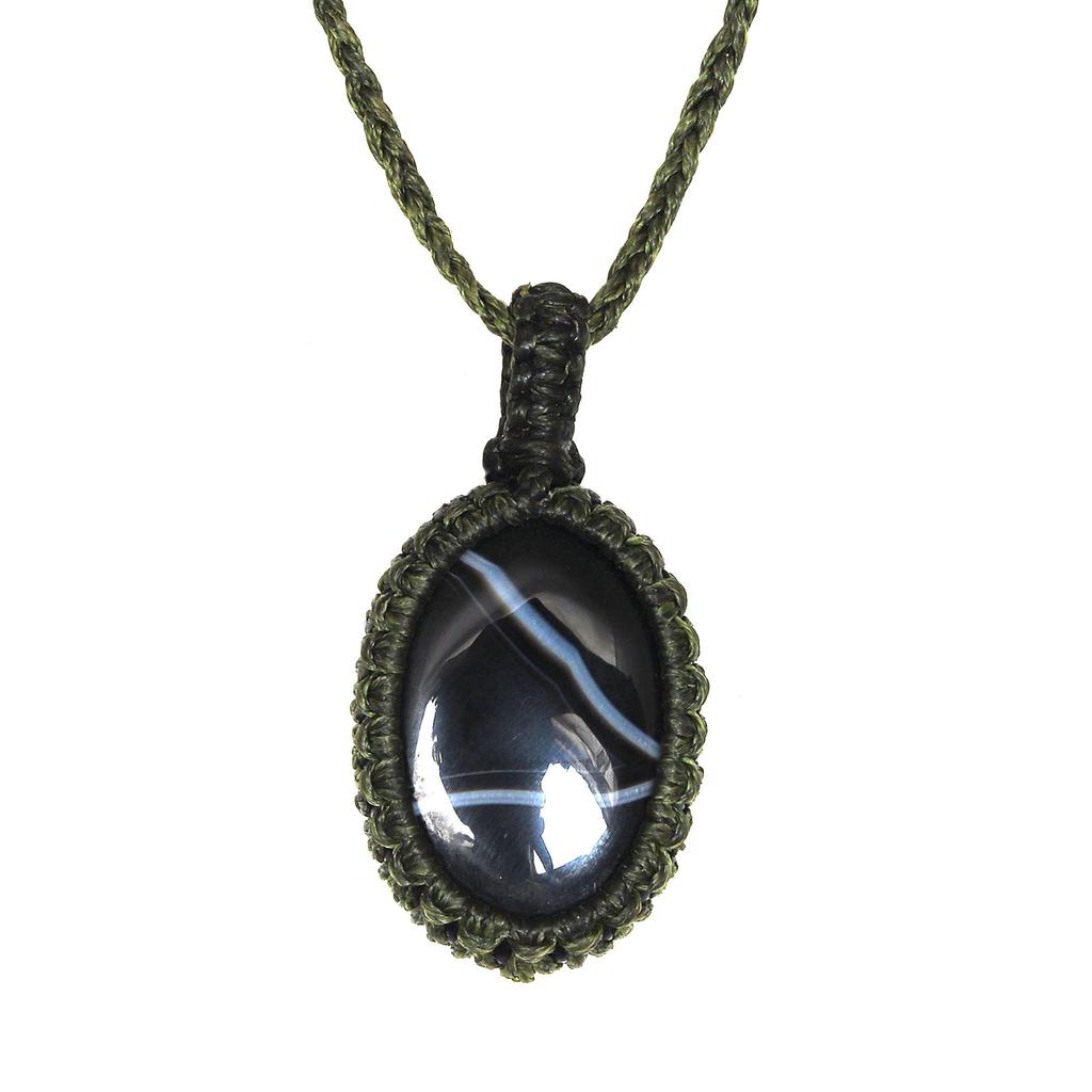 Серый Ботсванский агат драгоценный камень Holloween Gifted Jewelry Macrame Ожерелье 20-32 дюйма