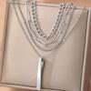 Sweet Cool Multi Layer Necklace Creative Twisted Metal Rod Tassel Necklaces Fashionable Stainless Steel Jewelry
