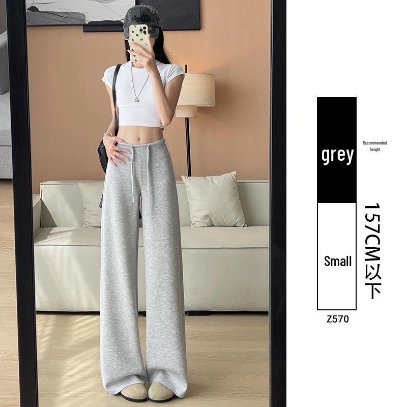 Женские летние 2025 серые джоггеры с высокой посадкой - Тонкие, свободные, из ледяного шелка, брюки с зауженными штанинами