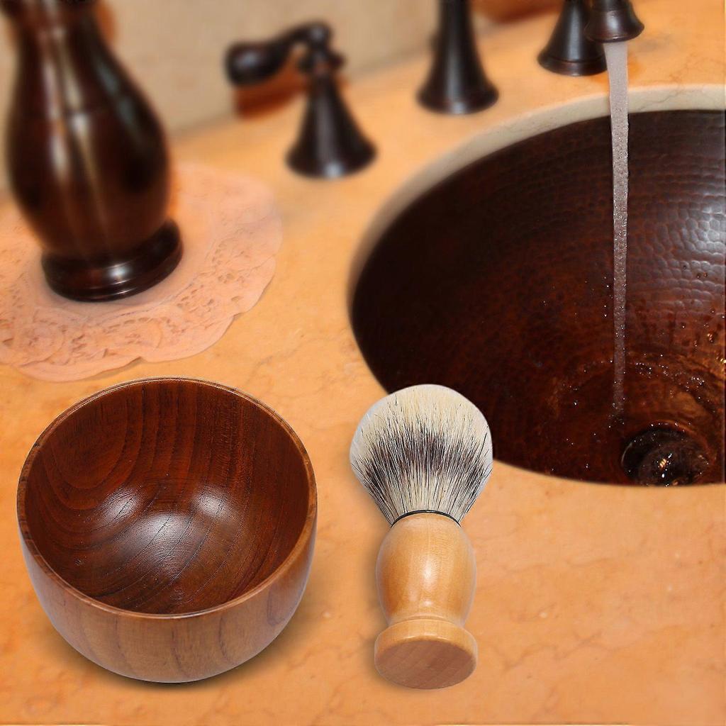 Beard Shaving Cream Bowl Shaving Soap Mug for Men with Shave Lather Brush Wooden Shaving Bowl
