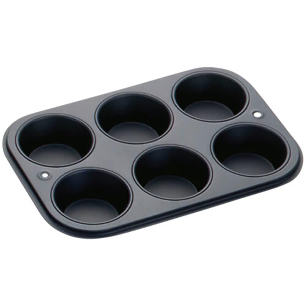 Tiger Crown Muffin Pan Set, Black, 190 x 273 x 30 mm, 6-pack, Steel, Silicone Resin Coating, Heat Resistant up to 250°C, Item No. 5068