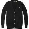 Polo Solid Color V-Neck Pony Embroidered Button Long Sleeve Knit Sweater Women Sweater Black WMPOSWENC020165-001