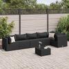 VidaXL Garden Lounge Set 7 Pcs with Cushions Black Wicker, Outdoor Sofa Set, Garden Corner Sofa, 3308115