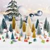 12pcs Multicolor Mini Christmas Trees with Wooden Base, Artificial Desktop Decorations for Home, Office and Holiday Parties - Ho