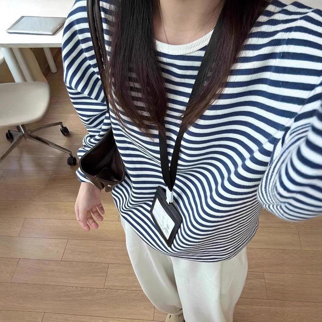 Нишевый свитшот в полоску с цветовыми блоками - Осень/Зима 2025, Свободный пуловер с длинным рукавом