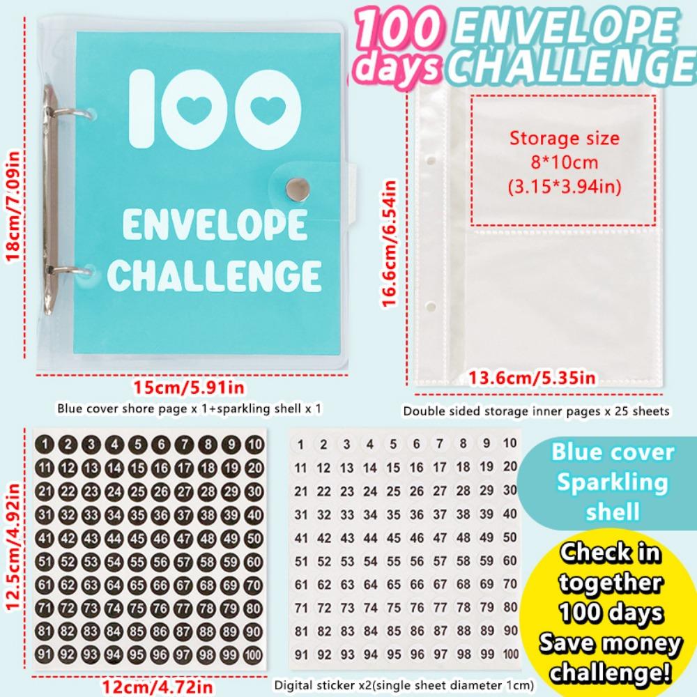 Устойчивый к разрывам 100-дневный конверт Challenge Binder Loose Leaf Mini Budget Binder Notebook Adult