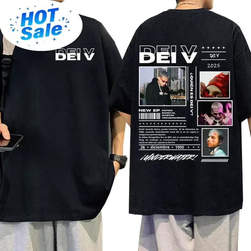 Rapper Dei V Quien Es Dei V Tour 2025 Tshirts Unisex Wounisex Vintage Hip Hop Music Tshirt Unisex Oneck Oversized T Shirt