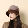 Womens' Wool Felt Fisherman Hat: Autumn/Winter, Korean Style, Versatile Warmth, Elegant British Retro Bucket Fedora for Middle-aged/Elderly.