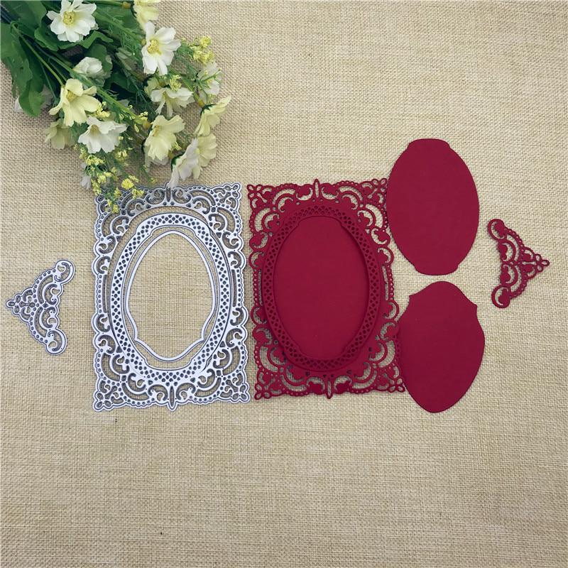 Flower Oval Frame Metal Cutting Dies Stencil Scrapbooking Photo Album Embossing Paper Cards Crafts
