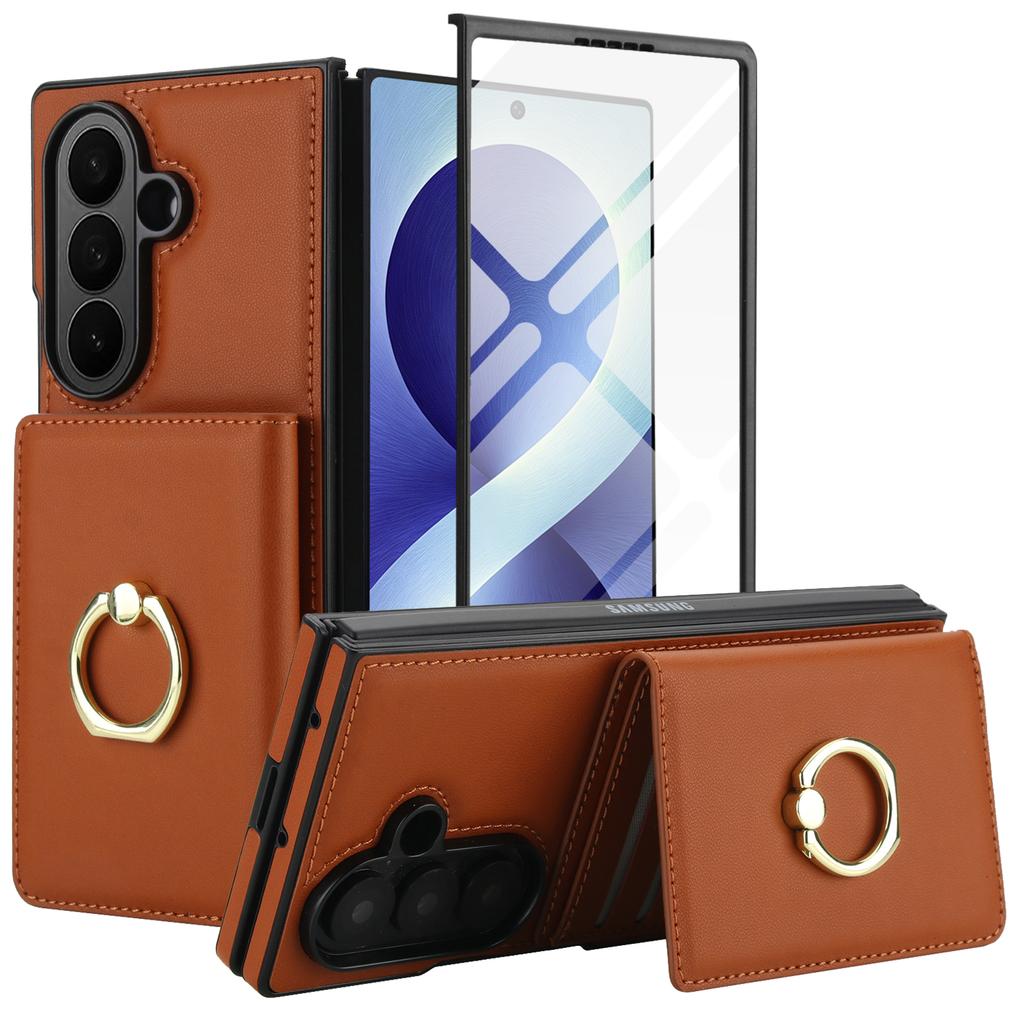 For Samsung Galaxy Z Fold 8 Ultra Fold 7 6 5 4 3 Case Flip Wallet Cover Card Holder Magnetic Closure Kickstand Shockproof Cover