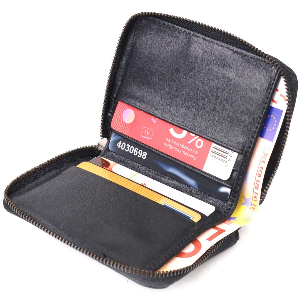 Beautiful Women's Purse Made of Natural Rough Leather CANPELLINI Wallet 21492 Black