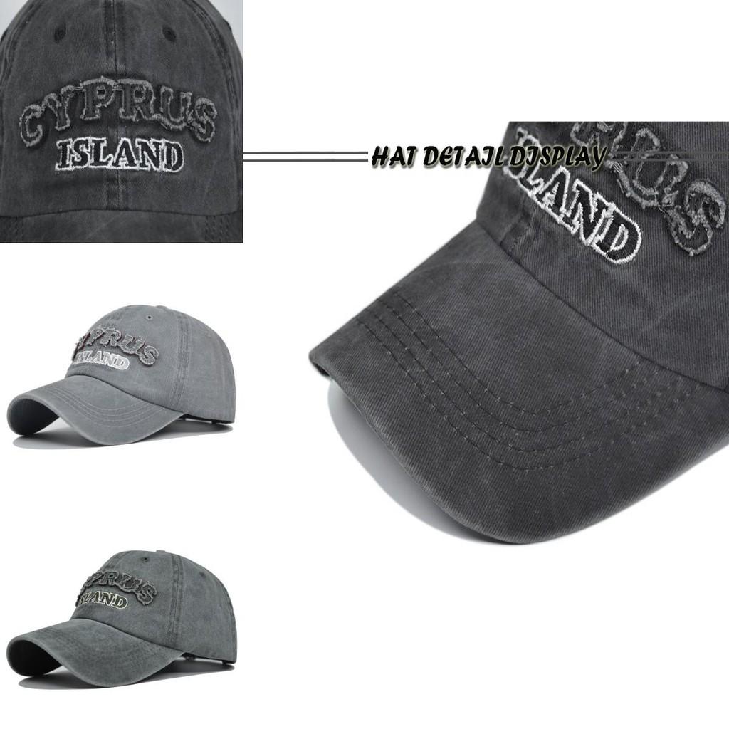 Retro Faded Baseball Cap Cyprus Letter Embroidery Washed Canvas Duckbill Hat Sun Protection Men Women Cap
