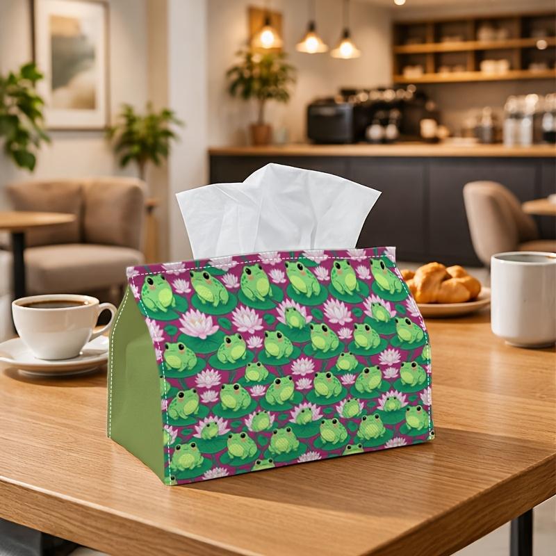 1pc Kawaii Cute Animal Tissue Box - Multi-Functional Napkin Dispenser, Two Sizes Available Made of Durable Polyester, Decorated with Frog Lily Pad Pat
