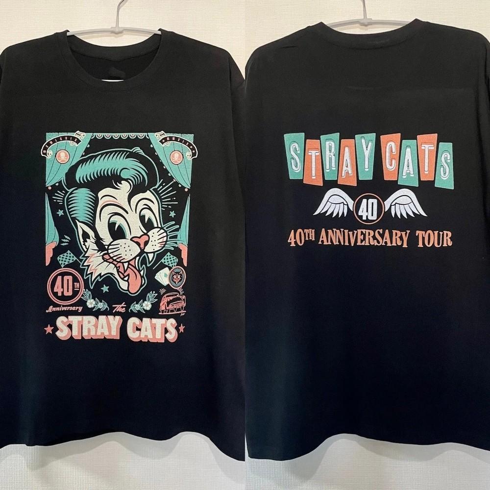 Stray Cats Band 40th Anniversary Tour 2 Sides Black S to 5XL Tee Shirt CK113 Unisex T-Shirt