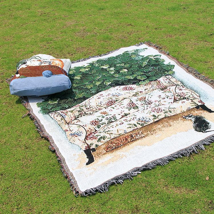 Кемпинговое одеяло, влагостойкий походный коврик, жаккардовый гобелен, нитяное одеяло, всесезонное универсальное одеяло для дивана