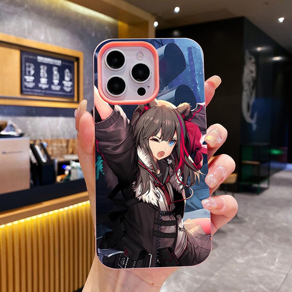 Arknights Зима Желе Двойной слой Розовый Чехол для Мобильного Телефона для iPhone 17 16 15 14 13 12 11 Air Pro Max Plus Защитный
