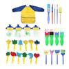 Children Paintbrushes Washable Paint Brushes Sponge Painting Brush Set with Apron for Toddler