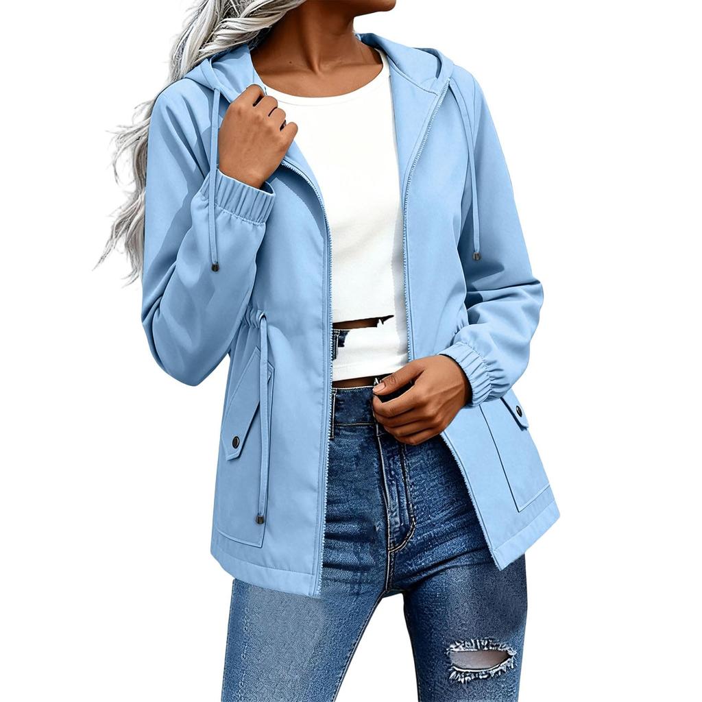 Женская ветровка с капюшоном на молнии для активного отдыха и туризма