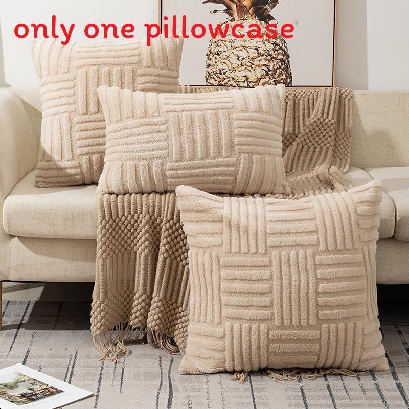 Solid Striped Color Snowflake Velvet Pillowcase Home Decoration Sofa Bedroom