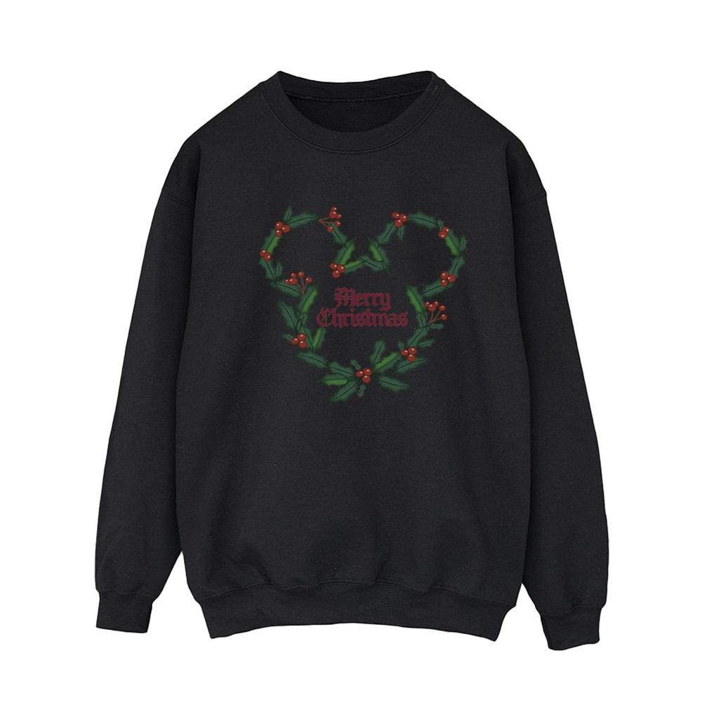 Disney Womens/Ladies Mickey Mouse Merry Christmas Holly Sweatshirt