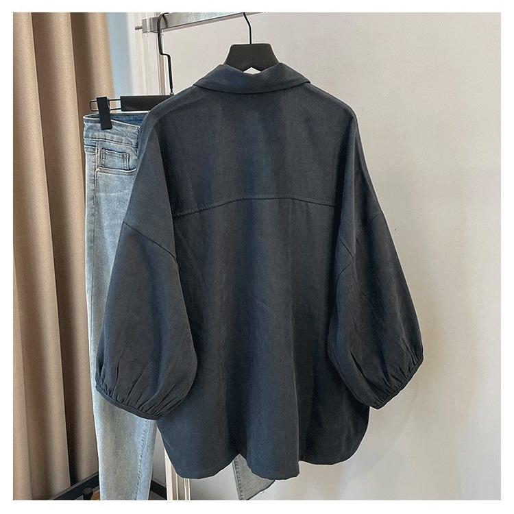 Loose and Casual Oversized Cardigan Shirt for Women, Spring and Autumn Hong Kong Style with Big Size and Relaxed Fit