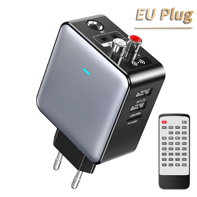 VAORLO Адаптер приемника-передатчика Bluetooth 5.3 3 в 1, вилка европейского стандарта, США, поддержка QC3.0, поддержка быстрой зарядки, выход микрофона с пультом дистанционного управления