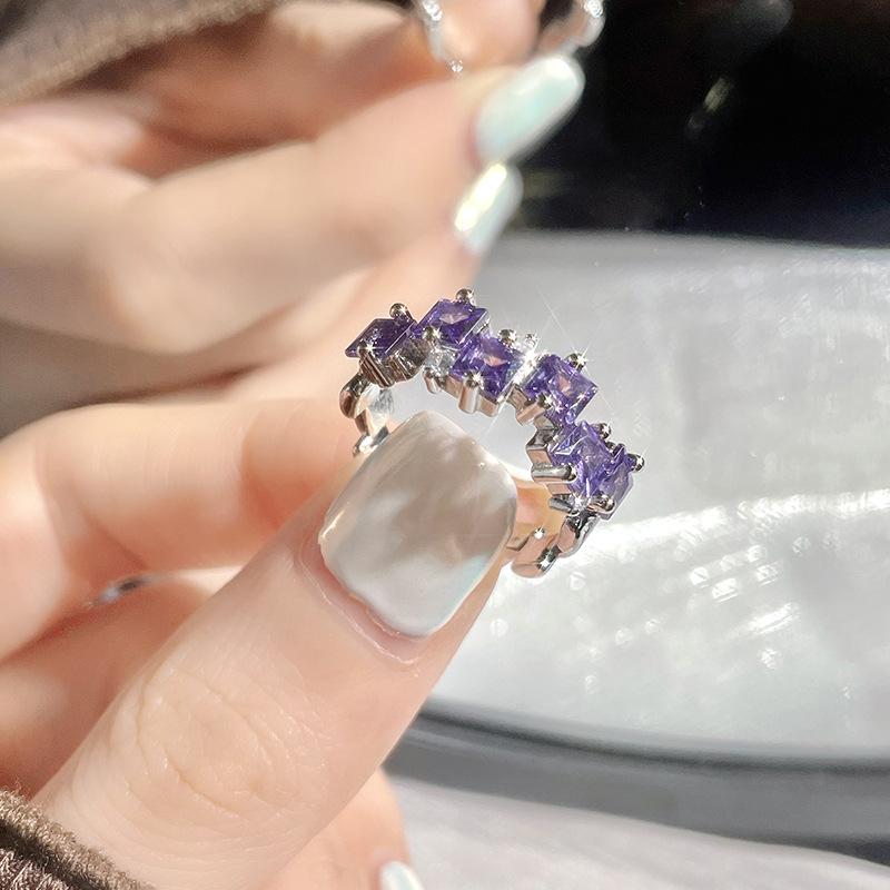 Lucky Star Y2K Star Purple Zir*****Pen Ring Niche Design Index Finger Ring Light Luxury Ring Woman