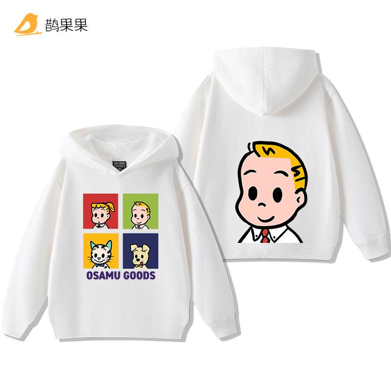 Детские толстовки с мультяшным принтом OSAMU GOODS Harajuku, повседневная мода, осенне-зимние виды спорта на открытом воздухе, теплые топы с длинным рукавом