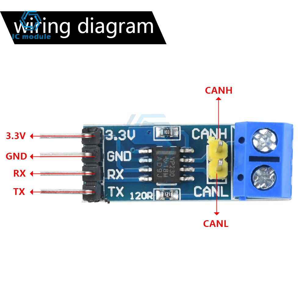 SN65HVD230DR VP230 Driver Module DC 3-3.6V CAN Transceiver Communication Module for Motor/UPS Controls
