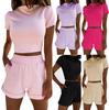 2023 New Women's Casual Suit Short-sleeved High-waist Cropped Shorts Suit Sports Two-piece Suit
