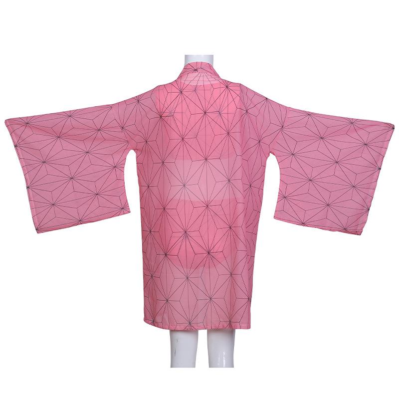 Demon Slayer Косплей Kimetsu No Yaiba Kamado Tanjirou Косплей Двухсекционный купальник с V-образным вырезом Купальник с прозрачным кимоно Кардиган