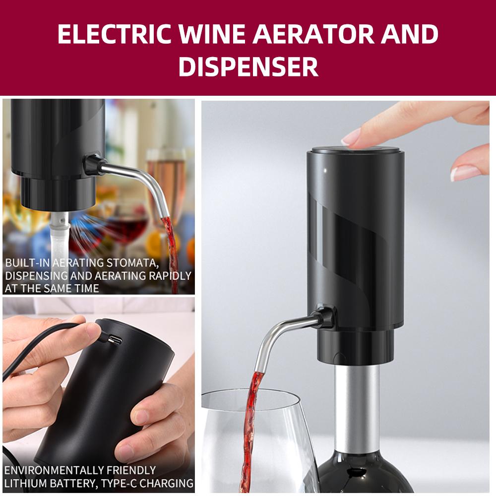 Открывалка для бутылок, электрическая открывалка для вина, 4-в-1, винный графин, аккумуляторный, беспроводной, автоматический инструмент для вина, домашний бар, дорожный подарок