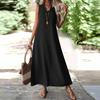Summer Elegant Sleeveless V-neck Back Zip Maxi Dress for Women, European & American Style