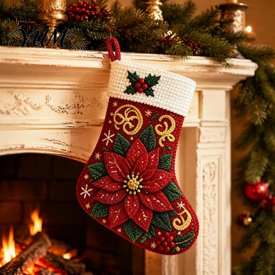 DIY Holiday Craft Projects for Kids Rhinestone Painting Christmas Stocking Kit, 6 Festive Patterns Crafts with Resin Making Supplies Drills And Tools,