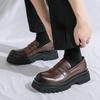 Men Loafer Dress Elevator Shoes Height Increase Classic Leather Thick Sole Creepers Platform Shoes
