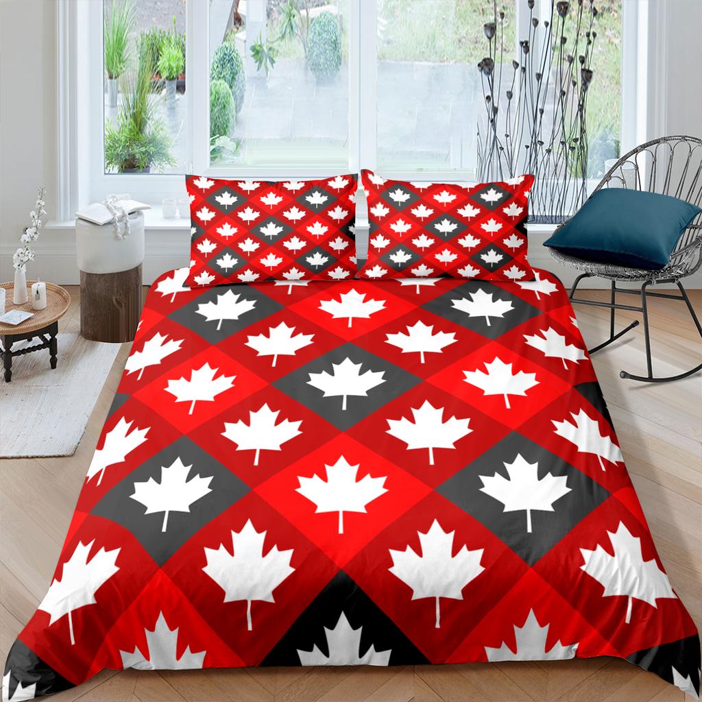 Euro Happy Canada Day Bedding Map Leaf Printed Duvets Cover Comforter Bed Single Queen King Double 2P Home Bedcloth 220X240Cm