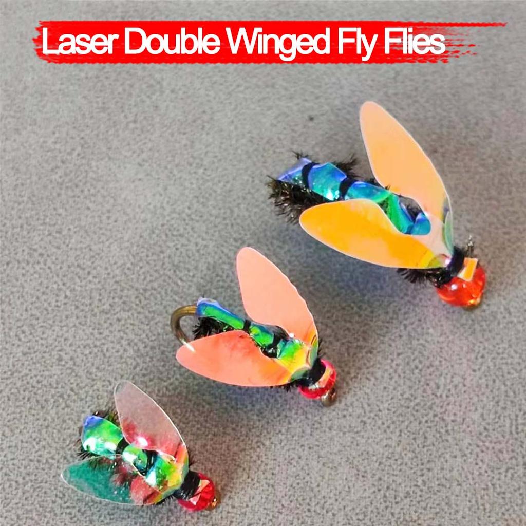 5 шт., реалистичные лазерные двукрылые нахлыстовые мухи, искусственные бионические мухи, насекомые, приманка для ловли окуня, форель, приманка для карпа