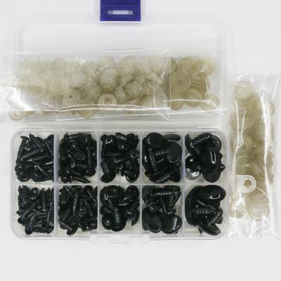 125pcs/box Oval Shape Diy Doll Eyes Kit Crafts Black Doll Bear Toys Plastic Safety Eyes For Toys