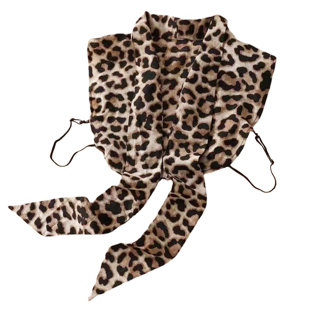 Butterfly Tie Green White Leopard Print Fake Collar Detachable Collar Fake Women Vintage Ladies False Blouse Collar Half Shirt