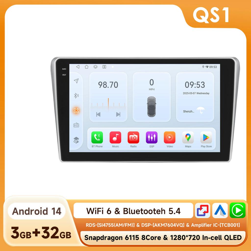 Car Intelligent Player for Toyota Avensis T25 2002 - 2008 Autoradio Wireles Carplay Android Auto RDS 4G DSP by Snapdragon 6115