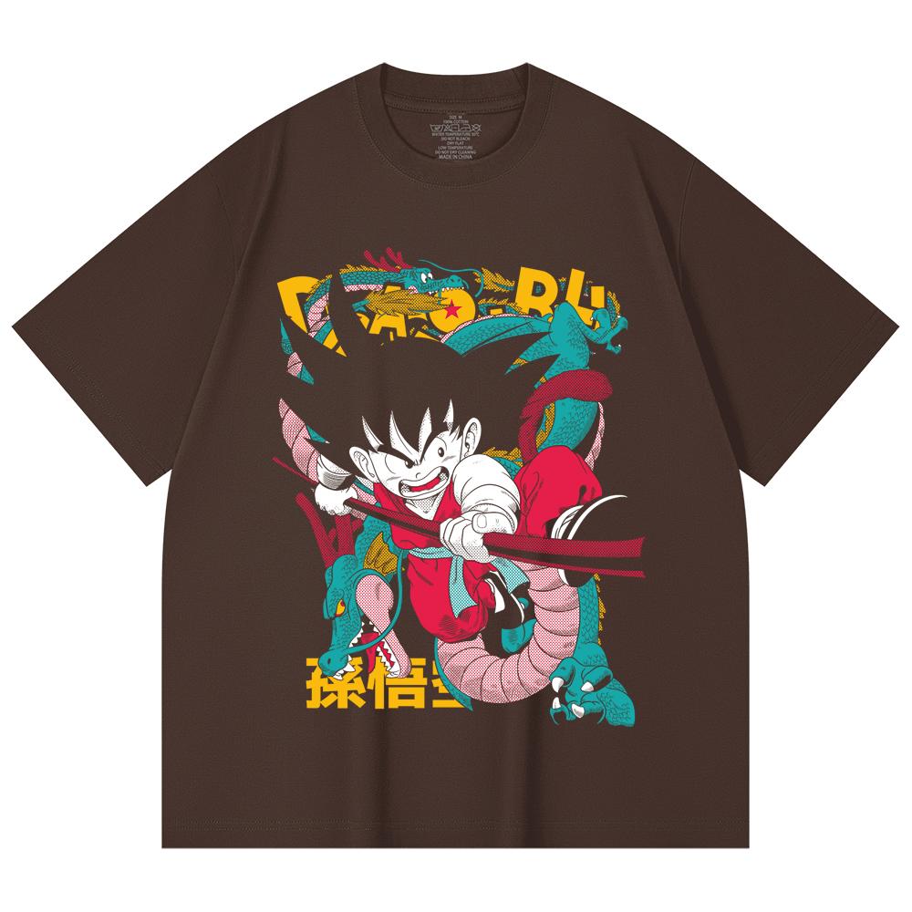 230 г/м² 100% хлопок Dragon Ball V35 Принт Goku Унисекс Тяжелая хлопковая футболка