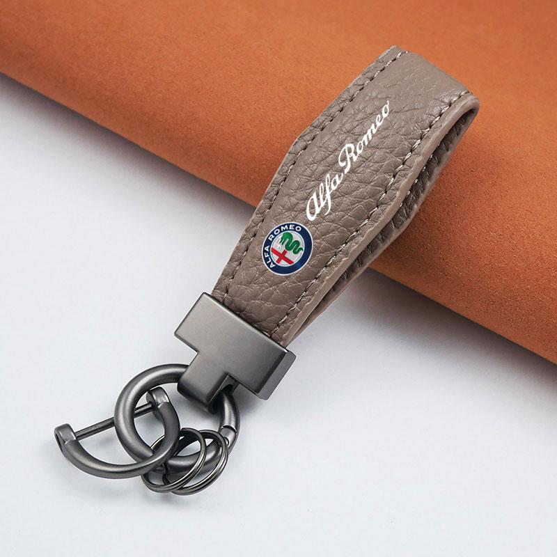 Car Key Chain Luxury Genuine Leather Keychain For Alfa Romeo STELVIO Giulia 159 Giulietta 147 Mito 156 MTO Sportiva Accessories SY1