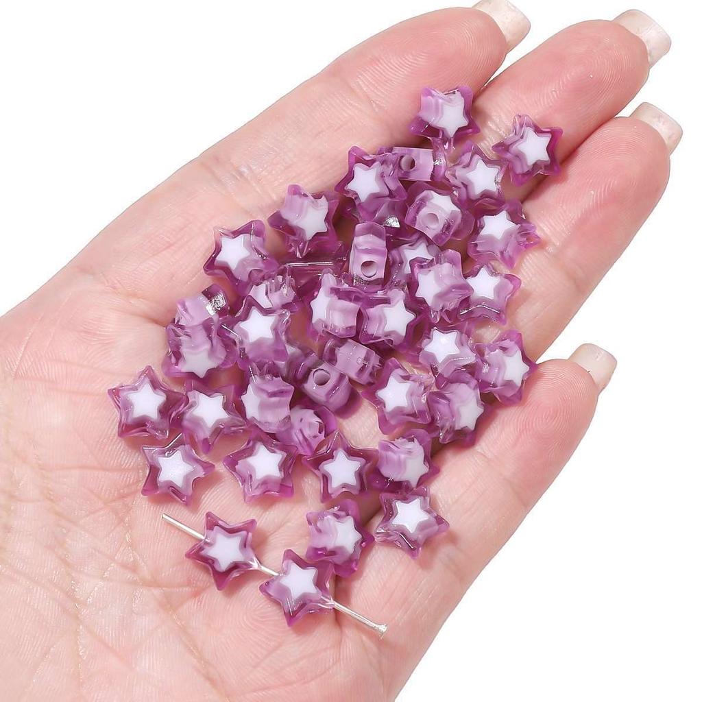 Бусины для браслетов ручной работы Акриловые двухцветные бусины Пентаграмма Бусины россыпью Бусины ручной работы Ожерелье из бисера своими руками Ювелирные изделия Аксессуары