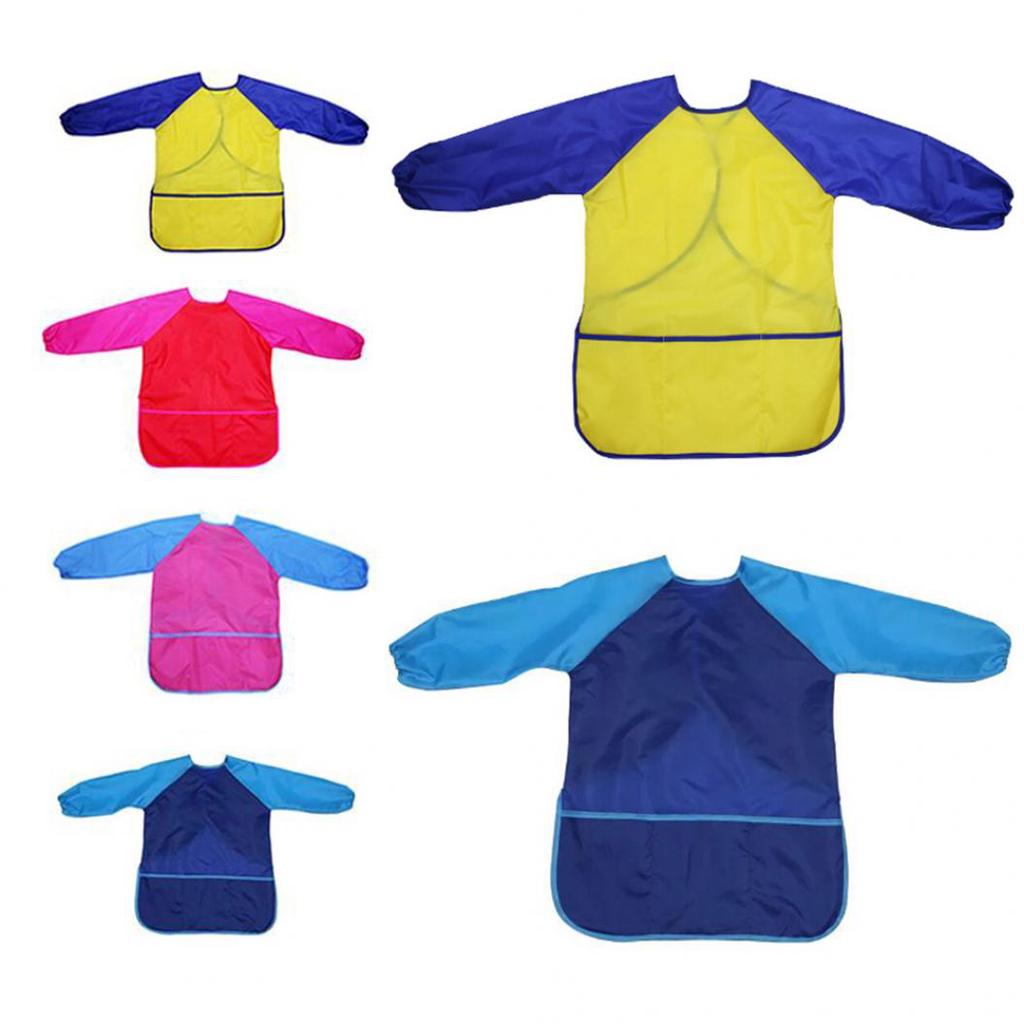 Waterproof Children Long Sleeve Painting Feeding Clothes Smock Saliva Burp Apron