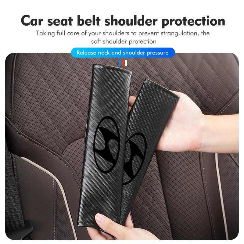 Car Seat Belt Safety Shoulder Cover Carbon Fiber Protect Pad For Hyundai Genesis Azera GDI i10 i20 i30 i40 ix20 ix35 Accent WW39