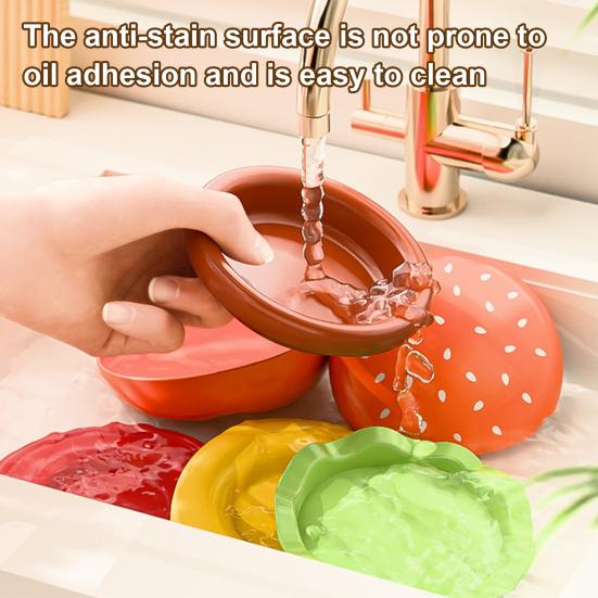 Hamburger Appetizer Plates Set 6-Layer Mini Plate Sets for Dessert Sauces Dip Stackable Serving Dishes for Snacks Sushi Parties