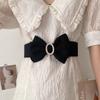 French High-end Diamond Bow Belt with Skirt Fashionable Sweet Black Wide Elastic Waist Seal for Women