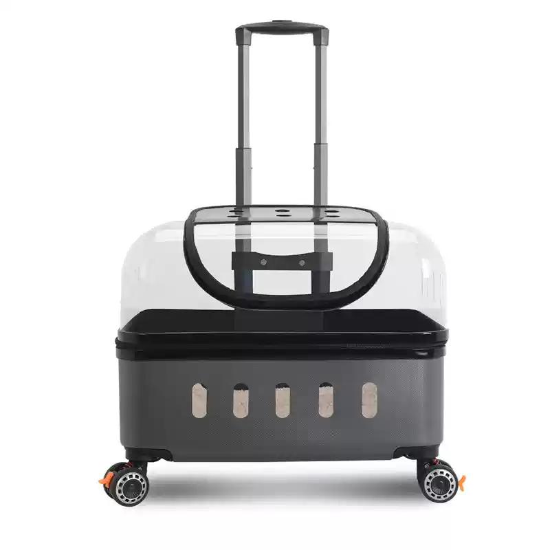 PC Material Pet Suitcase Cat Bag Portable Pet Outdoor Luggage Transparent Dog Aviation Box Small Cart Household Pet Supplies