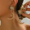 1 Pair Vintage Bohemian Bronze Crescent Stars Chunky Jewelry Women's Earrings Daily Vacations, Dates, Gifts, Parties